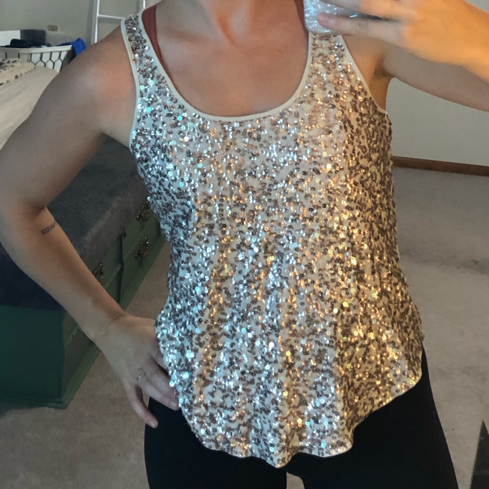 Express Gold Sequin Top